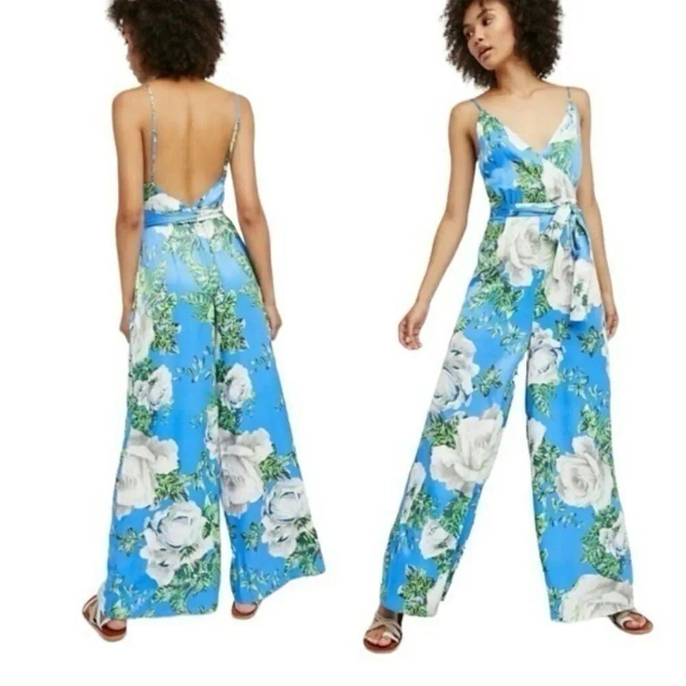 Free People Blue Floral Jumpsuit